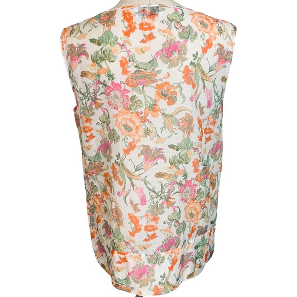 Fedeli Russo Capri Floral Top Made in Italy is Sheer and Sleeveless sz S - Picture 4 of 10